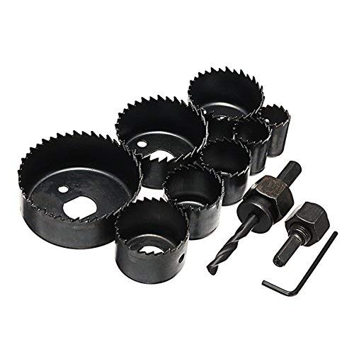 Nuokix 11pcs 19-64mm diente agujero sierra de corte del sistema de herramienta Kit de cortador de madera de Trabajo Broca Brocas industriales