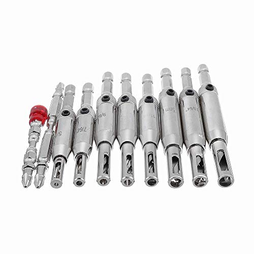 Nuokix 11pcs 5/64 a 1/4 pulgadas de autocentrado Broca Bisagra Tapper Núcleo Broca Establecer magnética del anillo puntas de destornillador for trabajar la madera puerta de la ventana ajustable Brocas