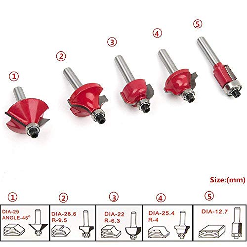 Nuokix 15pcs Router Bit Set, herramientas de carburo de tungsteno fresa profesional de la carpintería con el caso de madera for puertas, mesas, estantes, armarios bricolaje, 1/2" de vástago Brocas i