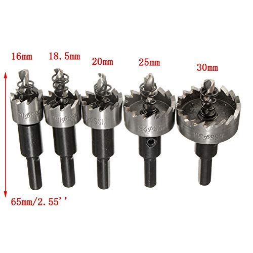 Nuokix 5pcs 16-30mm HSS agujero Conjunto Sierra Broca Brocas industriales
