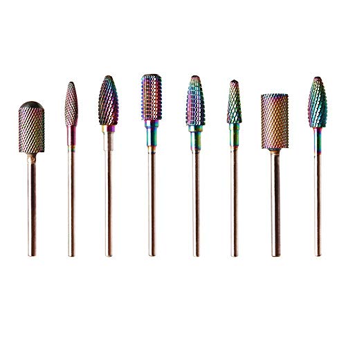 Nuokix 8pcs 3/32 pulgada taladro eléctrico del clavo de bits de acero de tungsteno de la aleación del gel de eliminación de herramienta de la manicura Brocas industriales