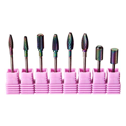 Nuokix 8pcs 3/32 pulgada taladro eléctrico del clavo de bits de acero de tungsteno de la aleación del gel de eliminación de herramienta de la manicura Brocas industriales