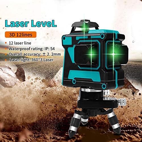 OUER Livella Laser, autolivellante 3D Green Beam - 12 Linea Laser 360 Orizzontale e Verticale Cross Super Potente Linea a Fascio Verde - Multi-Uso autolivellante Livello di allineamento,Verde