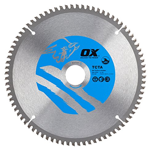 OX Tools OX-TCTA-2163080 OX Hoja de Sierra Circular de Corte de Aluminio/plástico/Laminado Dientes, 0 V, Silver/Blue, 216/30mm, 80 Teeth TCG
