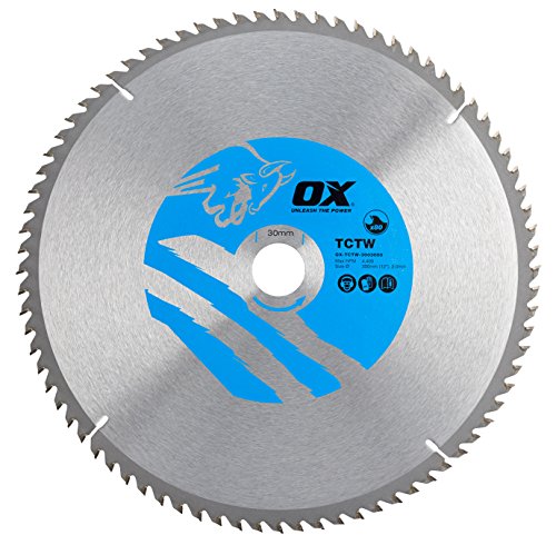 OX Tools OX-TCTW-3003080 OX Hoja de Sierra Circular para Cortar Madera 300/30mm, Dientes, 0 V, Silver/Blue, 80 Teeth ATB