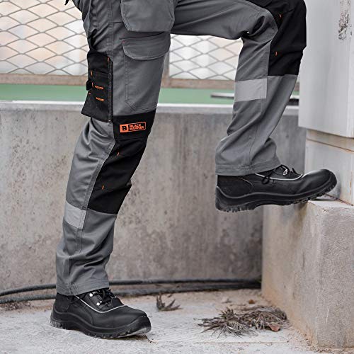 para Hombre de Piel de Botas de Seguridad para Hombre Puntera de Acero de Seguridad Botas de Seguridad S3 SRC Calzado de Trabajo Tobillo Piel 7752 Black Hammer (42 EU)