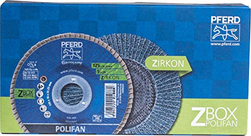 PFERD 69300934 POLIFAN-Z-BOX-10 x Disco, Z40, perforación, 69300934-para una Alta Potencia de Corte y sólida duración Acero Inoxidable (INOX), 10 x Fächerscheibe 125 mm / 22,23 mm Bohrung