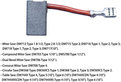 Pinceles de motor de carbono compatibles con Dewalt DW718, DWS780, DW717XPS, pieza de repuesto para herramientas eléctricas