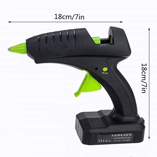 Pistola de pegamento caliente inalámbrica, recargable de iones de litio de 2000 Mah, indicador LED, calentamiento rápido en 3-5 minutos, adecuada para metal, plástico, etc., tamaño 7 x 7 pulgadas