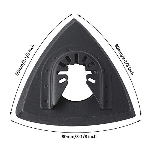 Poweka - Placa de lijado y triangular con dedo lijador compatible con Bosch, Chicago, Craftsman, Dewalt, Dremel, Fein herramienta multifunción excéntrica (40 80 120 180 240 granos) 66 unidades