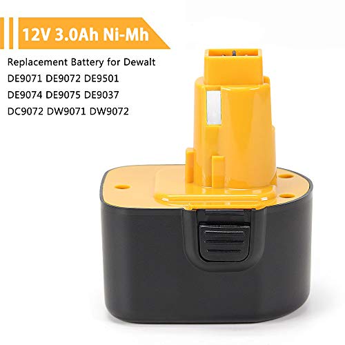 POWERGIANT 2PCS 12V 3.0Ah NI-MH Batería para Dewalt DC9071 DE9074 DE9071 DE9075 DE9501 DW9072 DE9037 DE9072; Black & Decker A9252