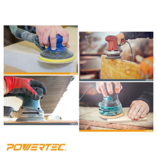 Powertec 44006 G-50 5 "8 agujero 60 grano de gancho y bucle lija discos – dorado (50 unidades)