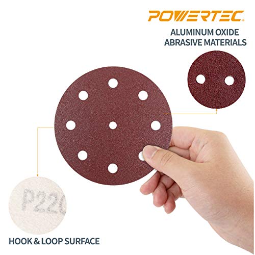 Powertec 4D125912-50 - Disco de lija para lijadora Festool RO 125 y ETS 125 (50 unidades, grano 120), color rojo