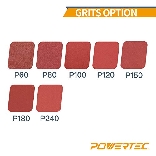 Powertec 4D125924-50 - Disco de lija para lijadora Festool RO 125 / ETS 125 (50 unidades, grano A, O y lazo), color rojo