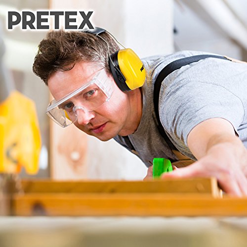 Pretex Protección auditiva profesional con SNR 98 dB, gran comodidad, peso ligero, diadema ajustable sin niveles con certificación CE, protección auditiva, orejas, protección de ruido, protectores