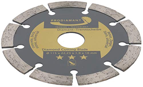 PRODIAMANT Disco de corte de diamante 115 mm, para hormigón, piedra, ladrillo, universal, para cortar en seco y húmedo, Dorado