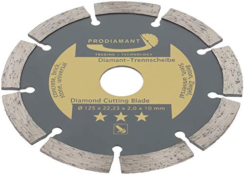 PRODIAMANT Disco de corte de diamante 125 mm para hormigón, piedra, ladrillo, universal, para cortar en seco y húmedo, Dorado