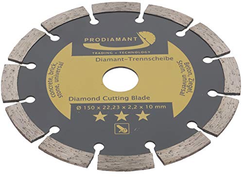 PRODIAMANT Disco de corte de diamante 150 mm para hormigón, piedra, ladrillo, universal, para cortar en seco y húmedo