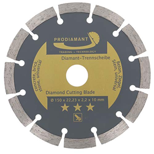 PRODIAMANT Disco de corte de diamante 150 mm para hormigón, piedra, ladrillo, universal, para cortar en seco y húmedo