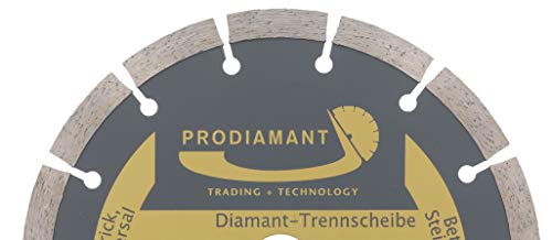 PRODIAMANT Disco de corte de diamante 180 mm para hormigón, piedra, ladrillo, universal, para cortar en seco y húmedo, Dorado