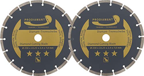 PRODIAMANT Disco de corte de diamante, para hormigón, piedra, ladrillo, universal, para cortar en seco y húmedo.