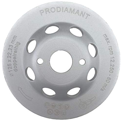 PRODIAMANT Disco de pulido de diamante premium 125 mm de hormigón / universal Disco de pulido de diamante de doble fila de 125 mm x 22,2 mm PDX829.025