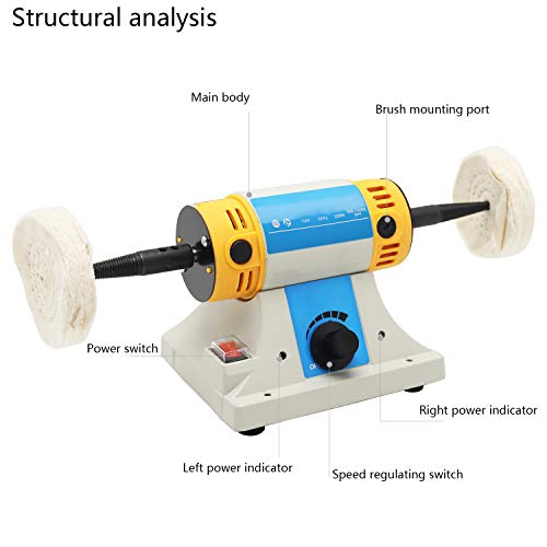 Pulidora de Banco Pulidora de Joyas Esmeriladora de Banco Multifuncion 220V 10000rpm para Grabar Pulir Taladrar