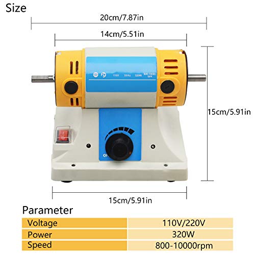 Pulidora de Banco Pulidora de Joyas Esmeriladora de Banco Multifuncion 220V 10000rpm para Grabar Pulir Taladrar