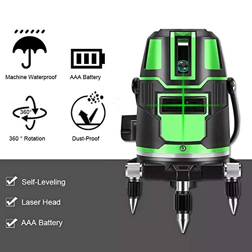 QMZDXH Nivel de Láser de Autonivelación de Haz Verde 3D, Herramienta de Láser de Autonivelación de Alineación de Nivel Láser Multilínea de Haz Verde