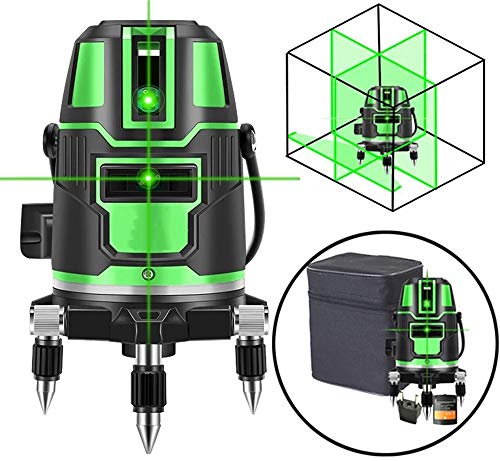 QMZDXH Nivel de Láser de Autonivelación de Haz Verde 3D, Herramienta de Láser de Autonivelación de Alineación de Nivel Láser Multilínea de Haz Verde