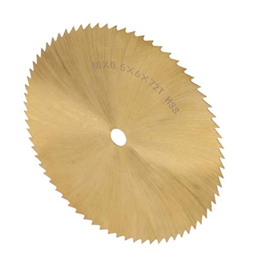 R-Weichong - Hoja de sierra circular para madera (72 dientes, 50/60/80 mm, diámetro de orificio 6/6,35 mm, metal revestido de acero rápido TI), Dorado