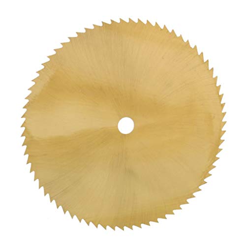 R-Weichong - Hoja de sierra circular para madera (72 dientes, 50/60/80 mm, diámetro de orificio 6/6,35 mm, metal revestido de acero rápido TI), Dorado