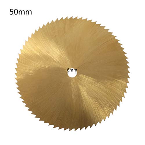 R-Weichong - Hoja de sierra circular para madera (72 dientes, 50/60/80 mm, diámetro de orificio 6/6,35 mm, metal revestido de acero rápido TI), Dorado