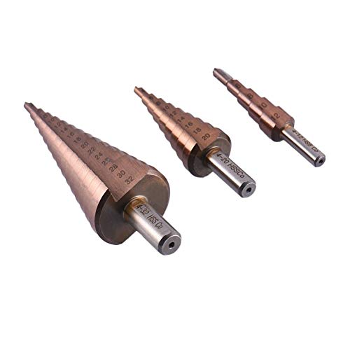 Ranuras espiral Conjunto Paso Broca Broca de metal Juego de corte de la herramienta taladradora profesional 4-12/20/32 mm HSS-CO M35 Acero/Grande Paso cono triangular vástago Revestimiento