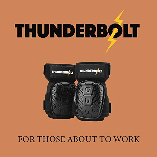 Rodilleras profesionales de Thunderbolt para trabajo, construcción, jardinería con un cómodo cojín de gel y fuertes correas antideslizantes