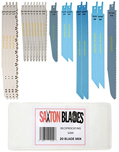 RPR20MXA Saxton 20 hojas de sierra de sable de sable de madera combinada de metal y demolición para Bosch, Dewalt, Makita
