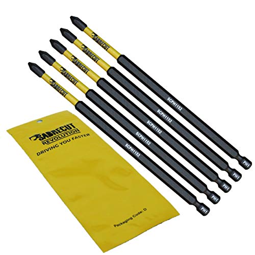 SabreCut SCPH1152_5 - Juego de 5 puntas de destornillador de impacto magnético, 152 mm, PH1, Phillips, resistentes, para Dewalt Milwaukee Bosch Makita y más