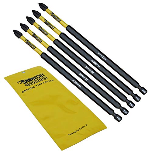 SabreCut SCPH2152_5 - Juego de 5 puntas de destornillador de impacto magnéticas, 152 mm, PH2, Phillips, resistentes, para Dewalt Milwaukee Bosch Makita y más