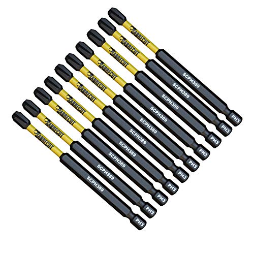 SabreCut SCPH389_10 - Juego de 10 puntas de destornillador de impacto magnético (PH3, 89 mm, Phillips, resistentes, para Dewalt Milwaukee Bosch Makita y más)