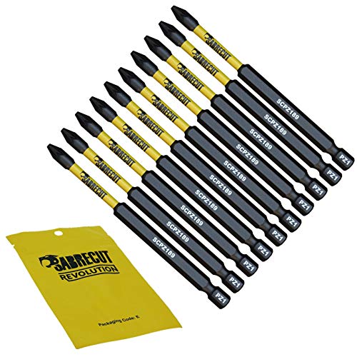 SabreCut SCPZ189_10 - Juego de 10 puntas de destornillador de impacto magnéticas Pozi Pozidrive para Dewalt Milwaukee Bosch Makita y más (89 mm, PZ1)