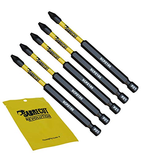 SabreCut SCPZ189_5 PZ1 - Juego de 5 puntas de destornillador de impacto magnéticas Pozi Pozidrive para Dewalt Milwaukee Bosch Makita y más (89 mm)