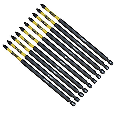 SabreCut SCPZ2152_10 PZ2 - Juego de 10 puntas de destornillador de impacto magnéticas Pozi Pozidrive para Dewalt Milwaukee Bosch Makita y más