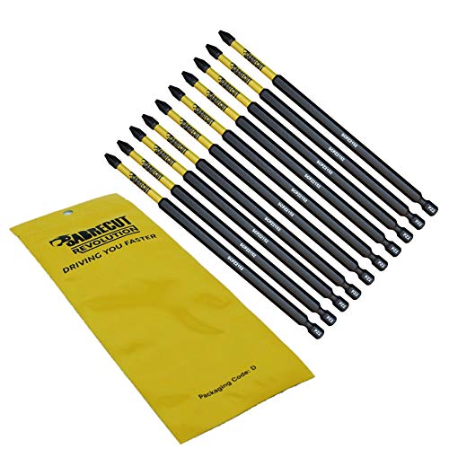 SabreCut SCPZ2152_10 PZ2 - Juego de 10 puntas de destornillador de impacto magnéticas Pozi Pozidrive para Dewalt Milwaukee Bosch Makita y más