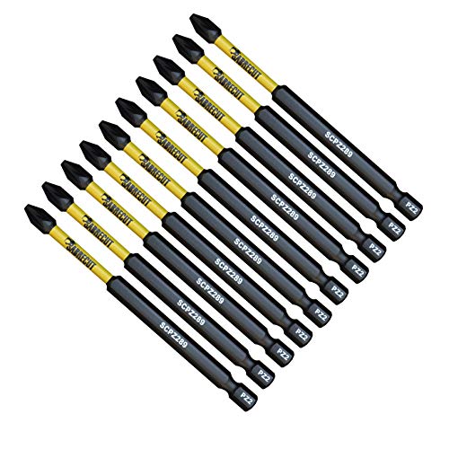 SabreCut SCPZ289_10 - Juego de 10 puntas de destornillador de impacto magnético PZ2 de 89 mm, Pozi Pozidrive, para Dewalt Milwaukee Bosch Makita y más