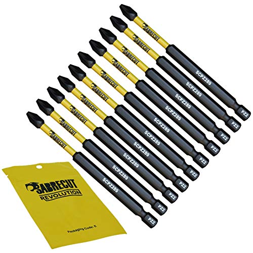 SabreCut SCPZ289_10 - Juego de 10 puntas de destornillador de impacto magnético PZ2 de 89 mm, Pozi Pozidrive, para Dewalt Milwaukee Bosch Makita y más