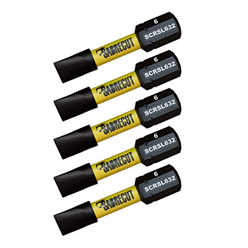SabreCut SCRSL632_5 SL6 - Juego de 5 puntas de destornillador de impacto magnéticas con ranura (32 mm, punta única, resistentes, para Dewalt Milwaukee Bosch Makita y otros)