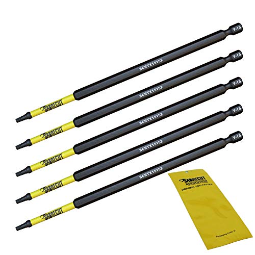 SabreCut SCTX15152_5_M - Juego de 5 puntas de destornillador de impacto magnéticas T15 TX15 Torx resistentes para Dewalt Milwaukee Bosch Makita y más