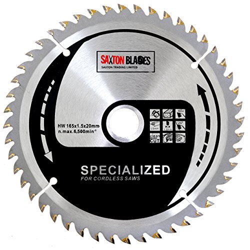 Saxton TCTThin Kerf - Hoja de sierra circular sin cable, 165 mm, paquete de B Dewalt Makita Ryobi Bosch