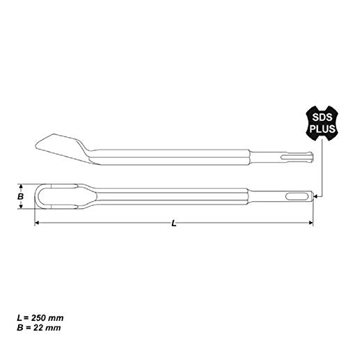 Schwabenbach® - Cincel para canal 22 x 250 mm SDS Plus – Cincel hueco – Ideal para arrastrar canales de cable – Punta extra endurecida – Martillo perforador cincel para profesionales