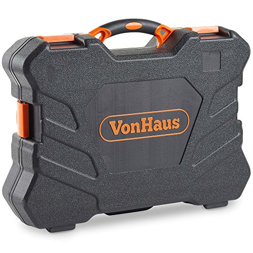 Set de 256 herramientas premium y enchufes VonHaus – Kit de herramientas con acabados satinados y resistente maletín de trabajo – Ideal para bricolaje, talleres y garaje